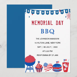 USA Gedenktag GRILLEN Party patriotisch Einladung