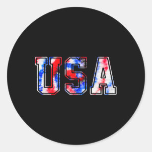 Usa Gefärbte Krawatte Patriotic Red White Blue 4. Runder Aufkleber