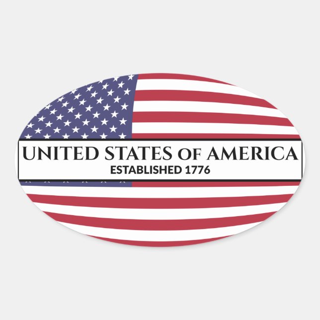 USA gegründet 1776 USA Flag Ovaler Aufkleber (Vorderseite)