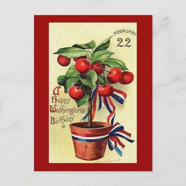 USA Geo Washingtons Geburtstag Postkarte (Vorderseite)