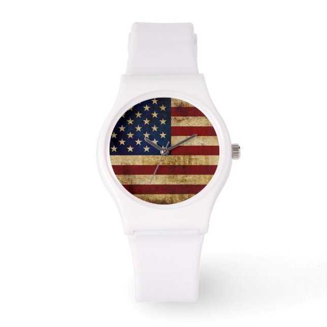 USA/gerundete Flagge Armbanduhr (Vorderseite)