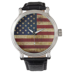 USA/gerundete Flagge Armbanduhr