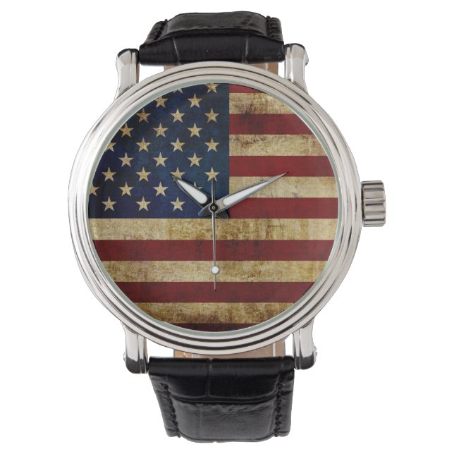 USA/gerundete Flagge Armbanduhr (Vorderseite)