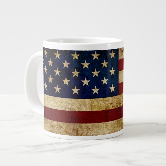 USA/gerundete Flagge Jumbo-Tasse (Vorderseite Links)