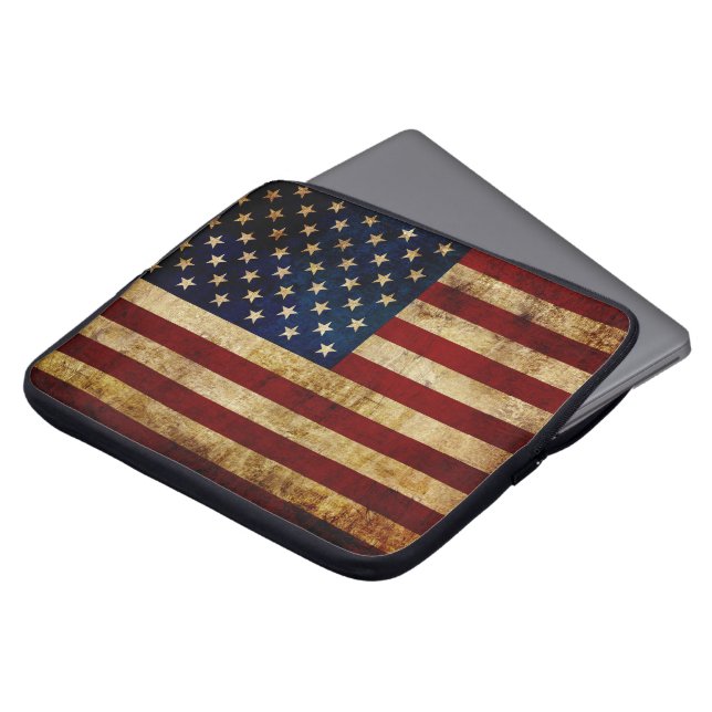 USA/gerundete Flagge Laptopschutzhülle (Vorne Oben)