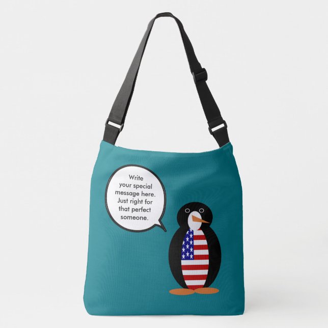 USA - Gespräch mit Frau Penguin Personalisiert Tragetaschen Mit Langen Trägern (Vorderseite)