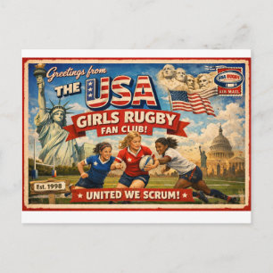 USA Girls Rugby Team Fan Club Postkarte