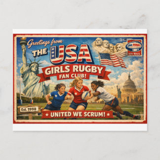 USA Girls Rugby Team Fan Club Postkarte
