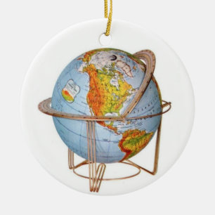 USA Globe Keramik Ornament