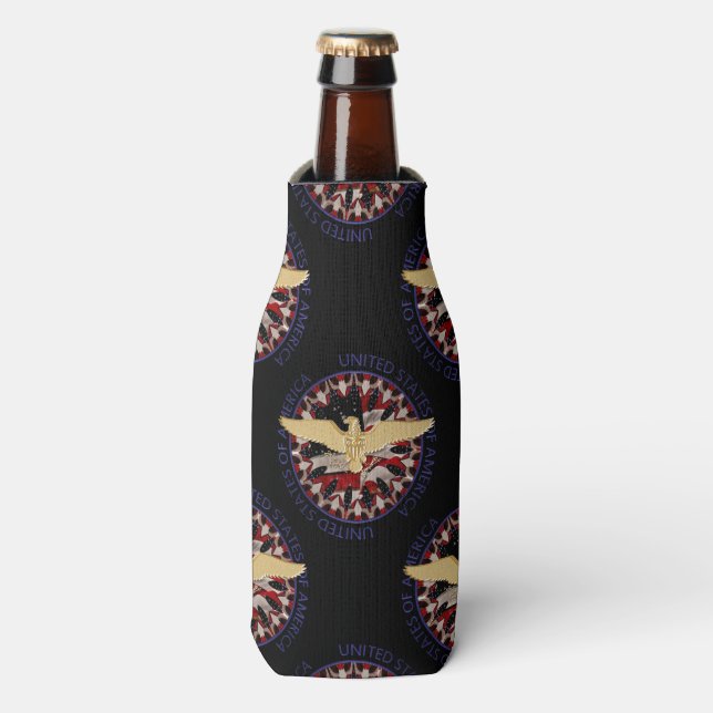 USA Gold Adler, Flag Black-Blue Flasche Cooler Flaschenkühler (Flaschenvorderseite)
