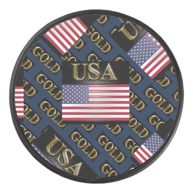 USA GOLD EISHOCKEY PUCK (Vorderseite)