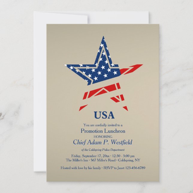 USA Gold Patriotic Einladung (Vorderseite)