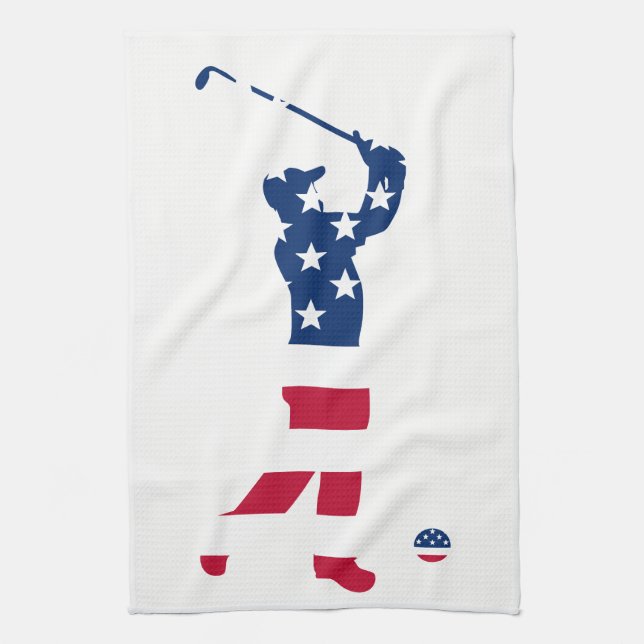USA Golf American Flag Golfer Handtuch (Vertikal)
