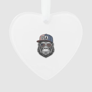 USA Gorilla Vintage Gravur Patriotisches T-Shirt D Ornament