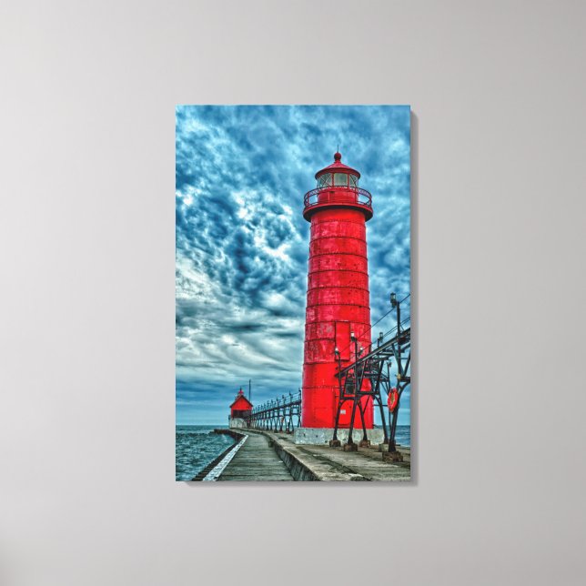 USA, Grand Haven, Michigan, Leuchtturm Leinwanddruck (Vorderseite)