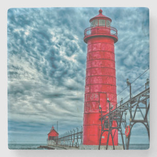 USA, Grand Haven, Michigan, Leuchtturm Steinuntersetzer