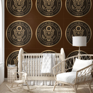 USA Großes Siegel Bronze auf Braun Designer  Tapete