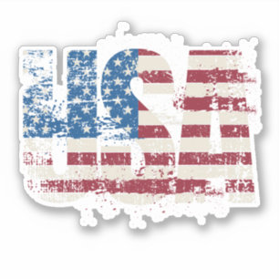 USA Grunge Text Design mit Flagge Aufkleber