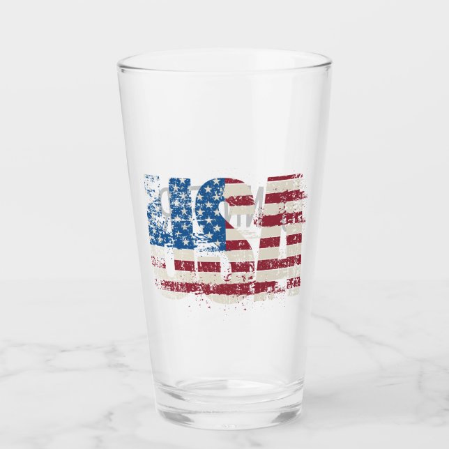 USA Grunge Text Design mit Flagge Glas (Vorderseite)