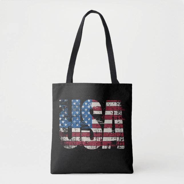 USA Grunge Text Design mit Flagge Tasche (Vorderseite)