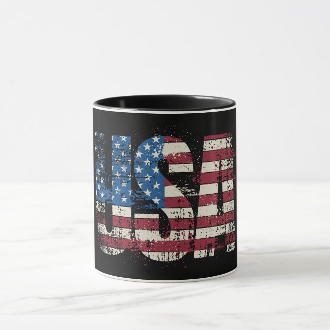 USA Grunge Text Design mit Flagge Tasse (Zentrum)