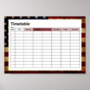 USA / Grunged Flag Fahrplan Poster
