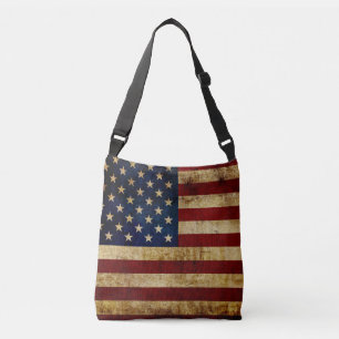 USA / Grunged Flag Wildleder-Geldbörse mit Schlüss Tragetaschen Mit Langen Trägern