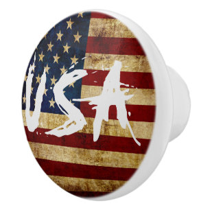 USA / Grunged Flagge Keramikknauf