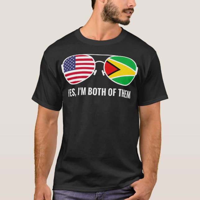 USA Guyana Flag Sonnenbrille Guyaner Amerikaner ku T-Shirt (Vorderseite)