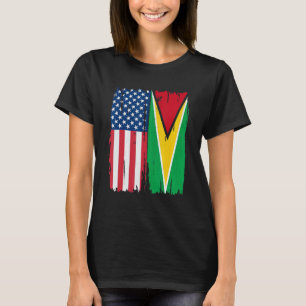 USA Guyana Halbamerikanische Flaggenrooten T-Shirt
