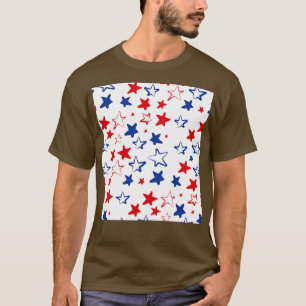 USA Hand Drawing Red White Blue Stars Muster T-Shirt
