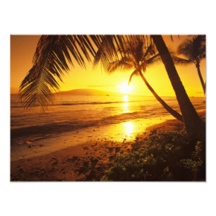 USA, Hawaii, Maui, farbenfroher Sonnenuntergang in Fotodruck