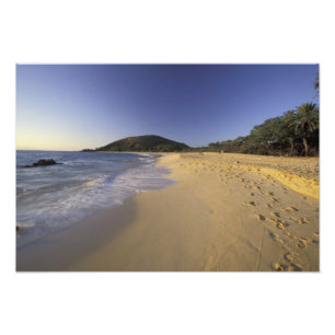 USA, Hawaii, Maui, Fußabdrücke in Sand, Makena Fotodruck