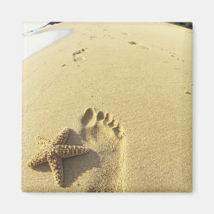 USA, Hawaii, Maui, Makena Beach, Fußabdruck und Magnet