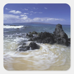 USA, Hawaii, Maui, Maui, Makena Beach, Surfen Quadratischer Aufkleber