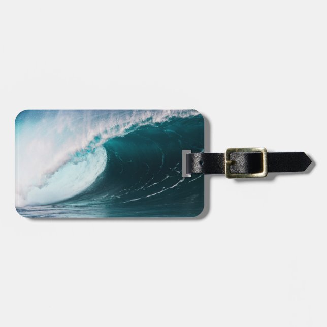 USA, Hawaii, Oahu, Große Wellen Gepäckanhänger (Vorderseite horizontal)