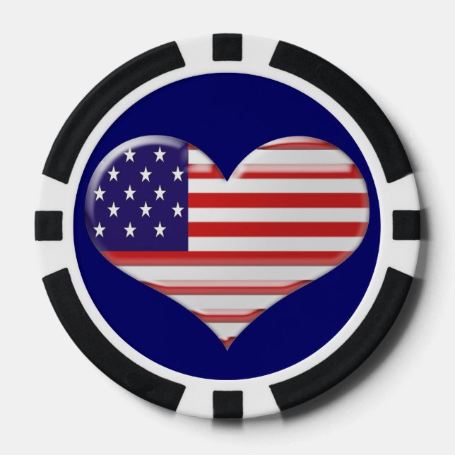 USA Heart Flag Poker Chip (Vorderseite)
