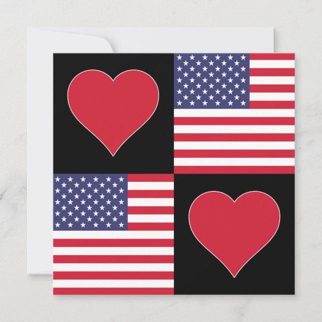 USA Heart Niedlich United Staaten Patriotic Americ Karte (Vorderseite)