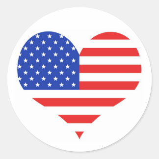 USA Heart Runder Aufkleber