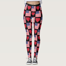 USA Heart United Staaten Patriotic American Flag Leggings