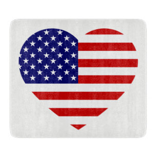 USA Heartflag Glass Cutting Board Schneidebrett