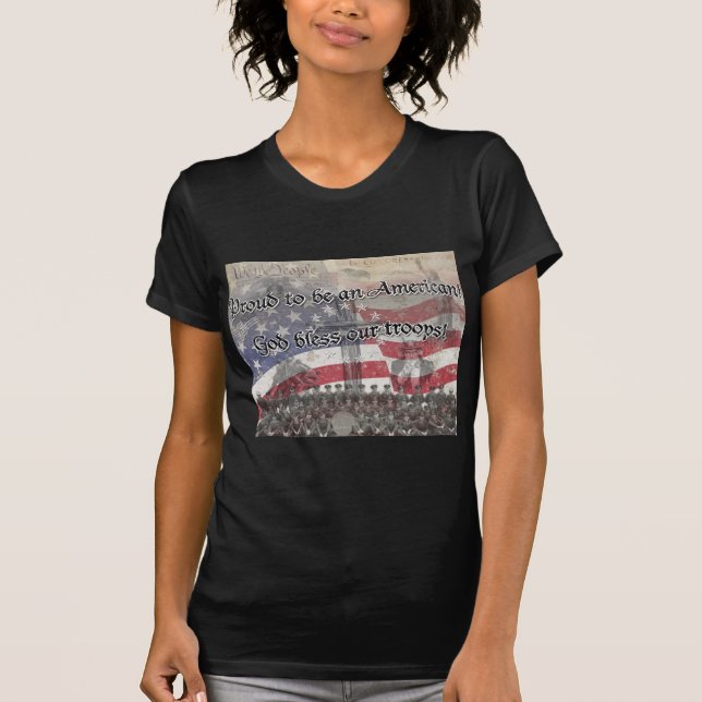 USA Heros God segne unsere Truppen mit Kreuz, Vint T-Shirt (Vorderseite)