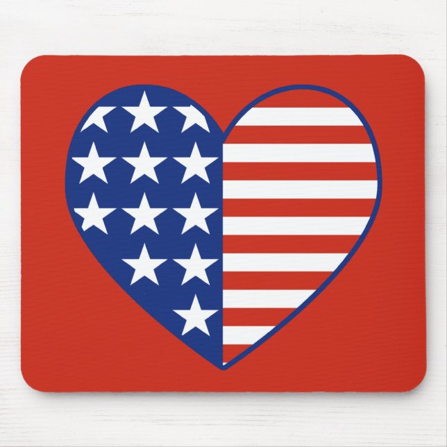 USA-Herz-Flagge Mousepad (Vorne)