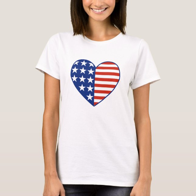 USA-Herz-Flagge T-Shirt (Vorderseite)