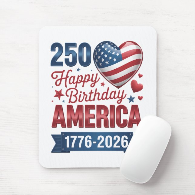 USA Herzen 1776 2026 4. Juli Mousepad (Mit Mouse)