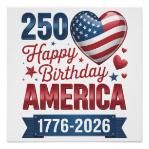 USA Herzen 1776 2026 4. Juli Poster