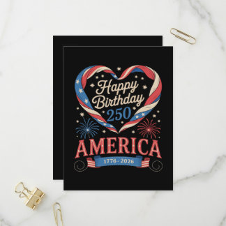 USA Herzen 1776 2026 Juli 250. Geburtstag USA  Einladungspostkarte
