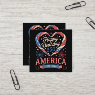 USA Herzen 1776 2026 Juli 250. Geburtstag USA Quadratische Visitenkarte