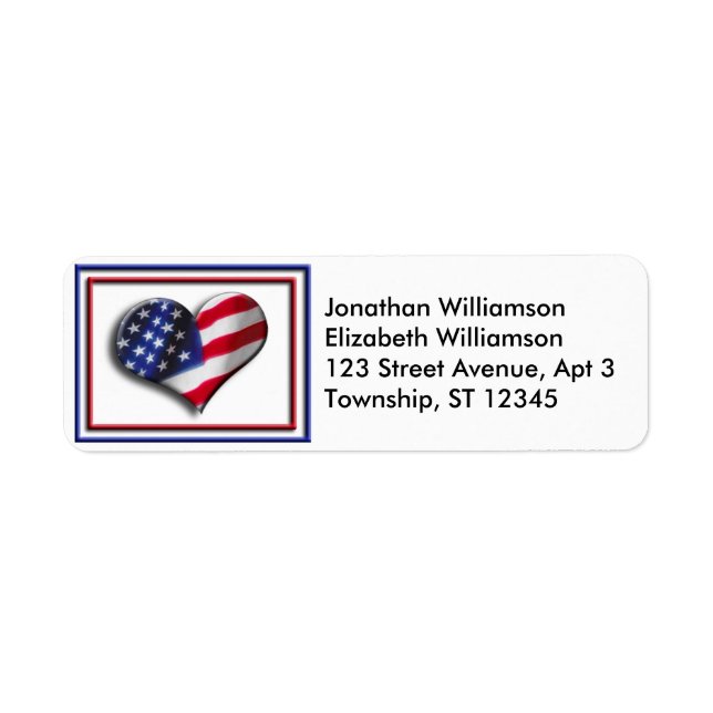 USA Herzenflagge-Rücksendeadressen-Aufkleber (Vorne)