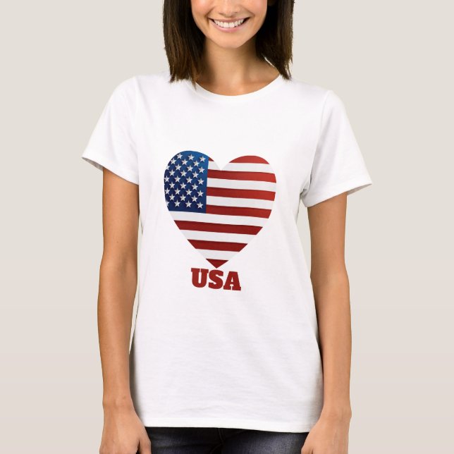 USA Herzenflagge T-Shirt (Vorderseite)